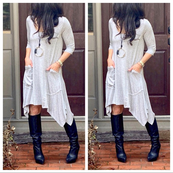 Dresses & Skirts - ✨LAST ONE✨grey asymmetrical scooped neck dress